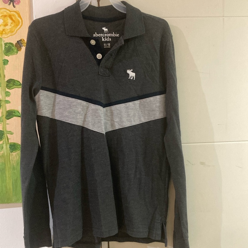 Abercrombie Kids Charcoal and Light Gray Polo